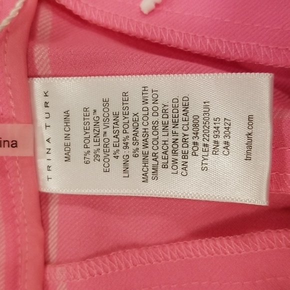 💕TRINA TURK💕 Carillo Pant ~ Windowpane Tropical Suiting Candy Pink 14 NWT - Picture 14 of 16